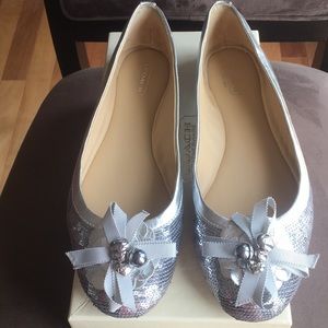 Coach Silver Sequined Flats. Size 10